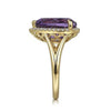 Gabriel 14K Yellow Gold Diamond and Flat Pear Shape Amethyst Ladies Ring With Flower Pattern Gallery LR52485Y45AM