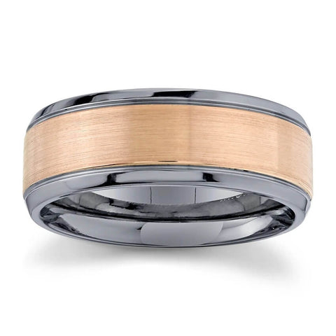 Michael M 14K Rose Gold and Titanium Men's Band MB111