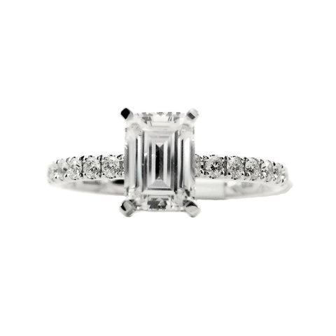 A.JAFFE 18K White Gold Emerald Center Engagement Ring ME2022Q/194