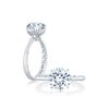 A.JAFFE 18K White Gold Round Center Solitaire Engagement Ring ME2211Q/156