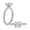 A.JAFFE 18K White Gold Princess Center Engagement Ring ME2251Q/143