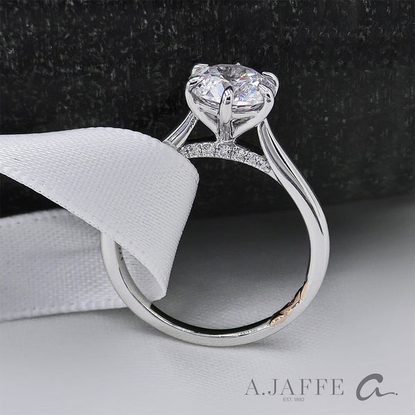 A.JAFFE 18K White Gold Round Center Engagement Ring MECRD2757/208