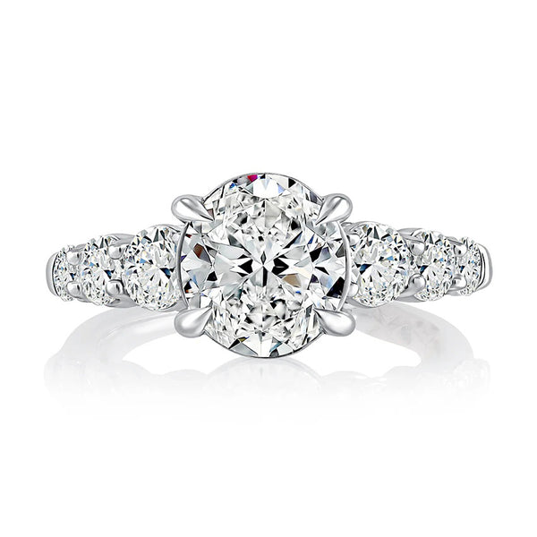 A.JAFFE 18K White Gold Euro Shank Round Center Engagement Ring MESRD2870/517