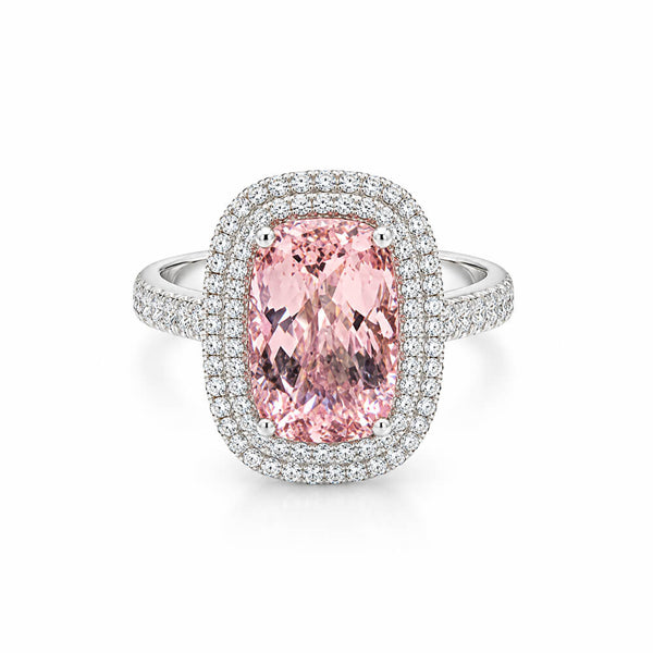 14K White Gold Diamond Morganite Ring