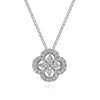 Gabriel 14K White Gold Open Clover Diamond Pendant Necklace NK3118W45JJ