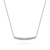 Gabriel 14K White Gold Round and Baguette Diamond Curved Bar Necklace NK5791W45JJ