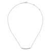 Gabriel 14K White Gold Round and Baguette Diamond Curved Bar Necklace NK5791W45JJ