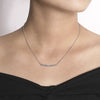 Gabriel 14K White Gold Round and Baguette Diamond Curved Bar Necklace NK5791W45JJ