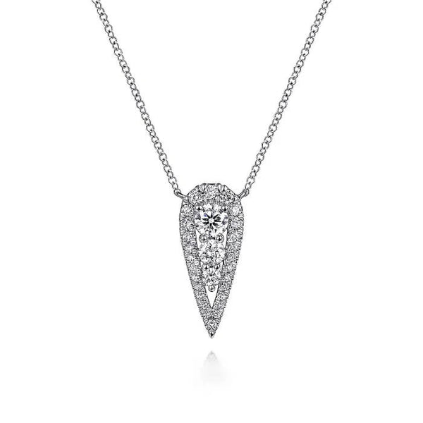 Gabriel 14K White Gold Inverted Teardrop Diamond Pendant Necklace NK6013W45JJ