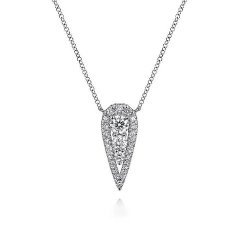 Gabriel 14K White Gold Inverted Teardrop Diamond Pendant Necklace NK6013W45JJ