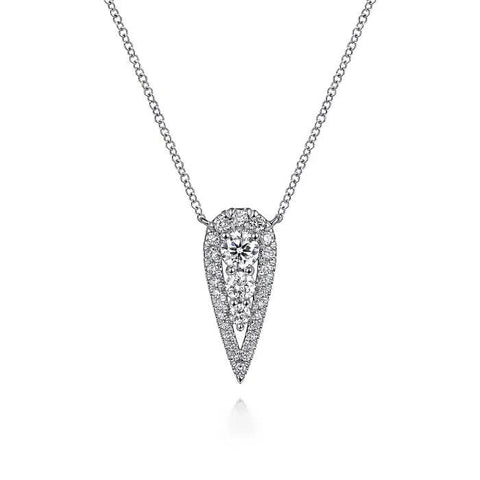 Gabriel 14K White Gold Inverted Teardrop Diamond Pendant Necklace NK6013W45JJ