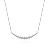 Gabriel 14K White Gold Diamond Curved Bar Necklace NK6216W45JJ