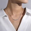 Gabriel 14K White Gold Diamond Curved Bar Necklace NK6216W45JJ