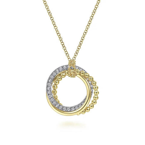 Gabriel 14K Yellow & White Gold Bujukan Diamond Interlocking Circles Pendant Necklace NK6360M45JJ