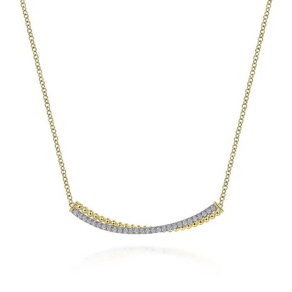 Gabriel 14K Yellow-White Gold Bujukan and Diamond Curved Bar Necklace NK6367M45JJ