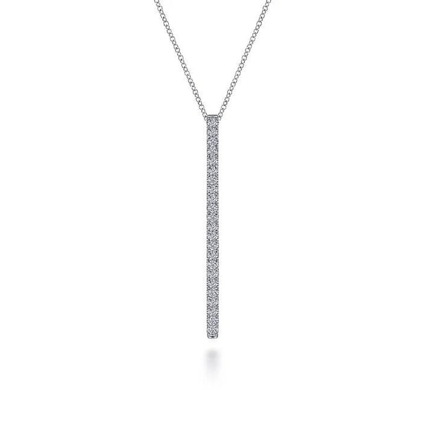 Gabriel 14K White Gold Diamond Bar Pendant Necklace NK6581W45JJ