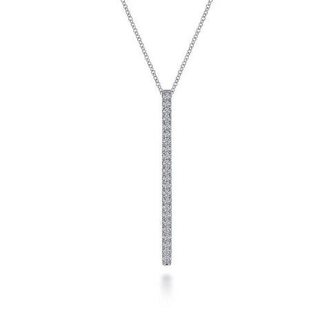 Gabriel 14K White Gold Diamond Bar Pendant Necklace NK6581W45JJ