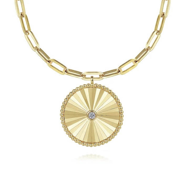 Gabriel & Co. 14K Yellow Gold Diamond Medallion Chain Necklace NK6841-18Y45JJ