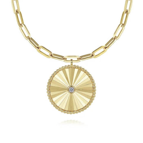 Gabriel & Co. 14K Yellow Gold Diamond Medallion Chain Necklace NK6841-18Y45JJ