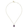 Gabriel 14K Yellow Gold Diamond and Flat Pear Shape Amethyst Necklace With Flower Pattern J-Back NK7460Y45AM