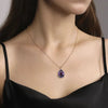 Gabriel 14K Yellow Gold Diamond and Flat Pear Shape Amethyst Necklace With Flower Pattern J-Back NK7460Y45AM