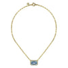 Gabriel 14K Yellow Gold Diamond and Blue Topaz Emerald Cut Necklace NK7468Y45BT