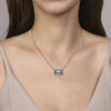 Gabriel 14K Yellow Gold Diamond and Blue Topaz Emerald Cut Necklace NK7468Y45BT