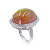 14K White Gold Diamond Mexican Fire Opal Ring