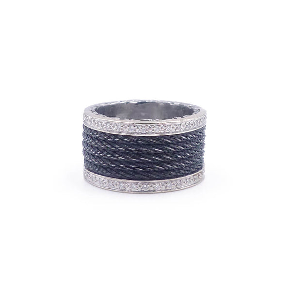 Estate Charriol Signature Cable 18K White Gold Diamond Ring 02-52-0705-11