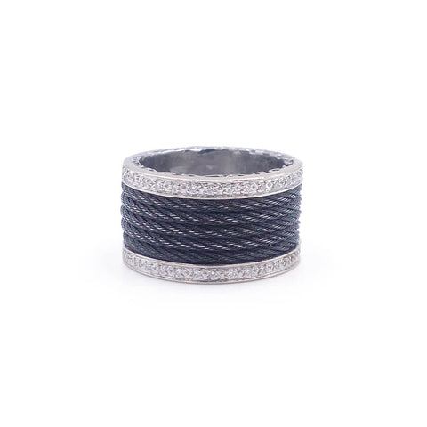 Estate Charriol Signature Cable 18K White Gold Diamond Ring 02-52-0705-11