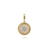 Gabriel Floral 14K Yellow Gold Bujukan Diamond and Mother of Pearl 18mm Medallion Pendant PT6615Y45WM