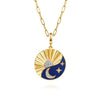 Gabriel & Co. 14K White and Yellow Gold Diamond and Diamond Cut Medallion with Detachable Bail with Chrome Blue Enamel PT7654ELM45JJ