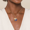 Gabriel & Co. 14K White and Yellow Gold Diamond and Diamond Cut Medallion with Detachable Bail with Chrome Blue Enamel PT7654ELM45JJ