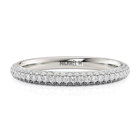 Michael M 18K White Gold Half Way Diamond Ladies Wedding Band R796B