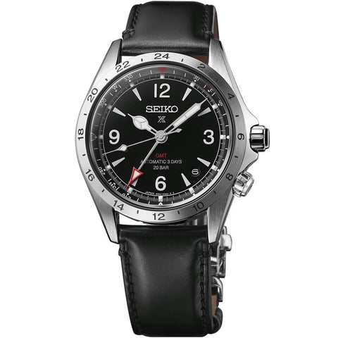 Seiko Prospex Alpinist GMT Black Dial Leather Strap Men's Watch SPB379