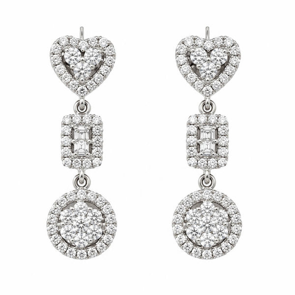 18K White Gold Diamond Drop Earrings