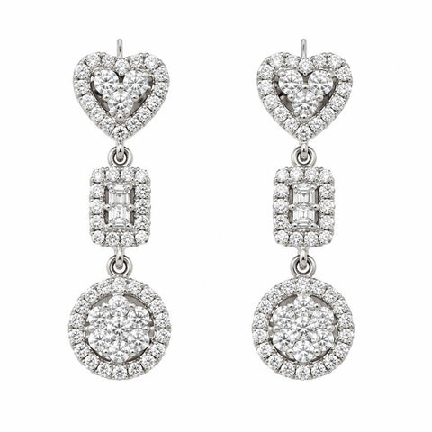 18K White Gold Diamond Drop Earrings