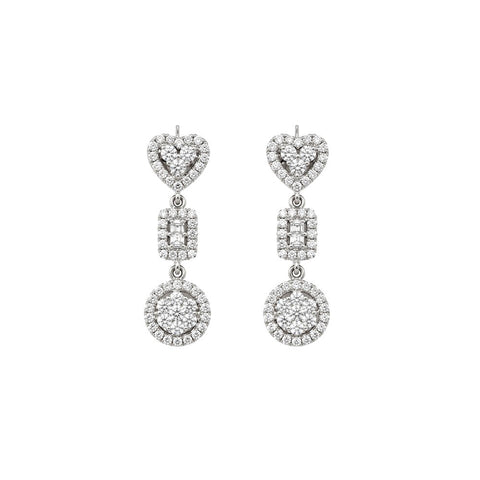 18K White Gold Diamond Drop Earrings