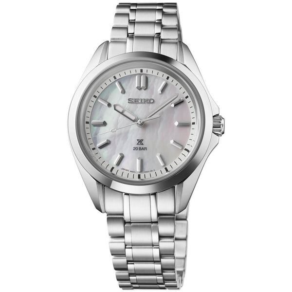 Seiko Prospex Mother-of-Pearl Dial Steel Bracelet Quartz Women's Watch SUR605