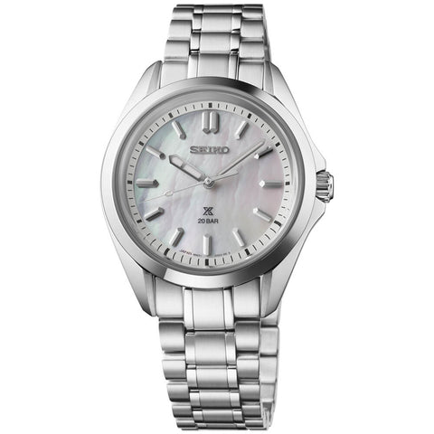 Seiko Prospex Mother-of-Pearl Dial Steel Bracelet Quartz Women's Watch SUR605