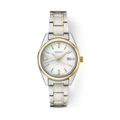 Seiko Essentials Two-Tone Mother-of-Pearl Dial Stainless Steel Quartz Women's Watch SUR636