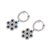 14K White Gold Flower Design Diamond and Sapphire Drop Earrings