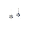 14K White Gold Flower Design Diamond and Sapphire Drop Earrings