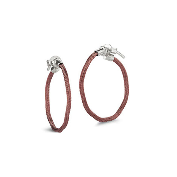 ALOR Classique Burgundy PVD Cable Hoop Earrings 03-20-S001-00