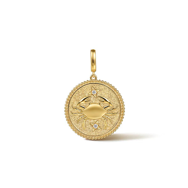 Gabriel Zodiac 14K Yellow Gold Diamond Bujukan Cancer Medallion Pendant PT7570Y45JJ