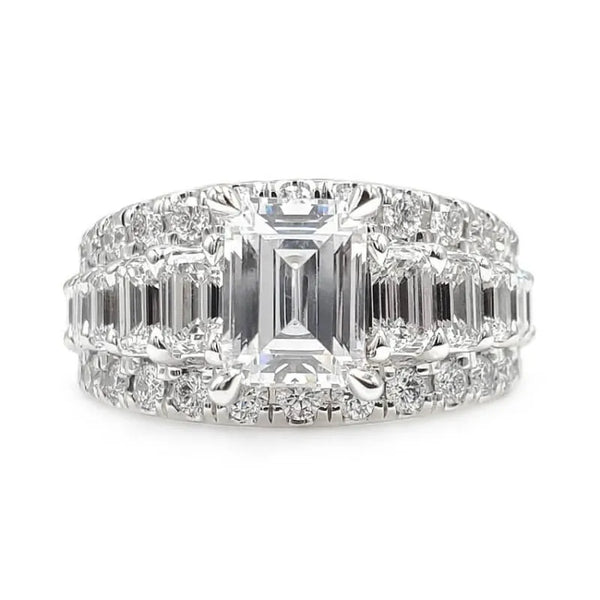A.JAFFE Tapered Three Row Emerald Cut Diamond Engagement Ring MESEC2717/515