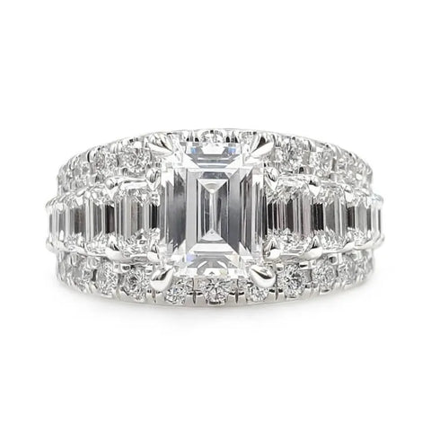 A.JAFFE Tapered Three Row Emerald Cut Diamond Engagement Ring MESEC2717/515