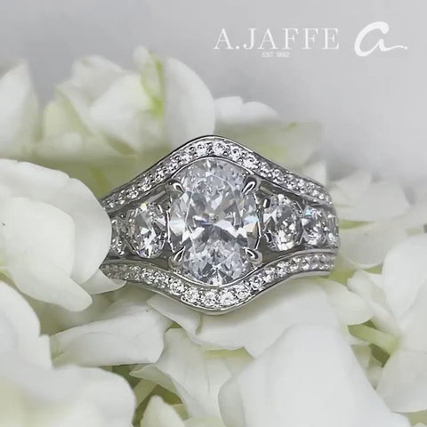 A.JAFFE 14K White Gold Oval Center Diamond Ring MESOV2779/366