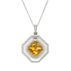 Estate 18K White Gold Diamond Citrine Pendant Necklace