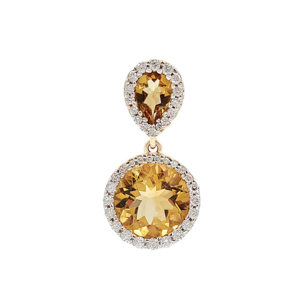 14K Yellow Gold Diamond Citrine Pendant